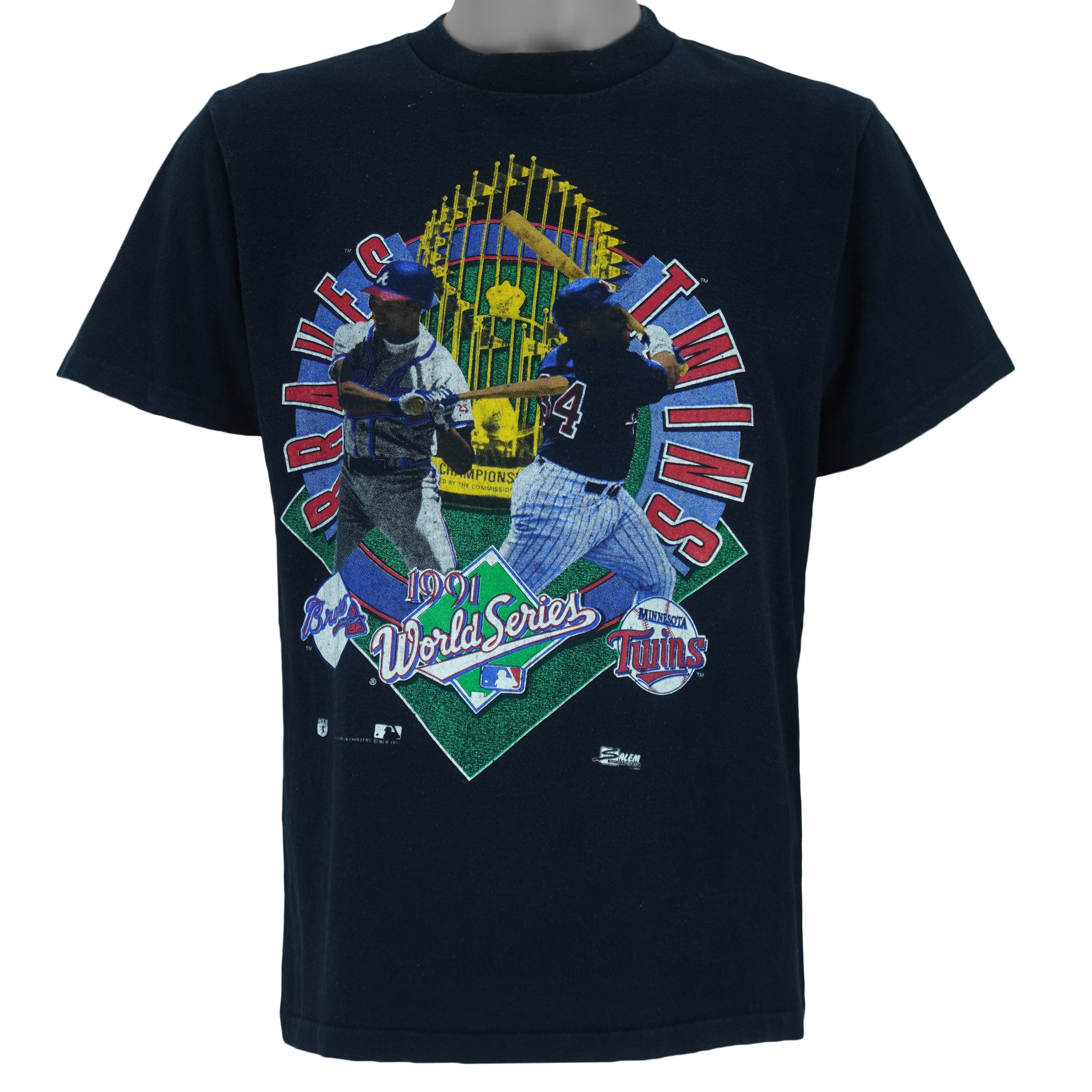 MLB (Salem) - Atlanta Braves and Minnesota Twins World Series T-Shirt 1991 Medium Vintage Retro Baseball