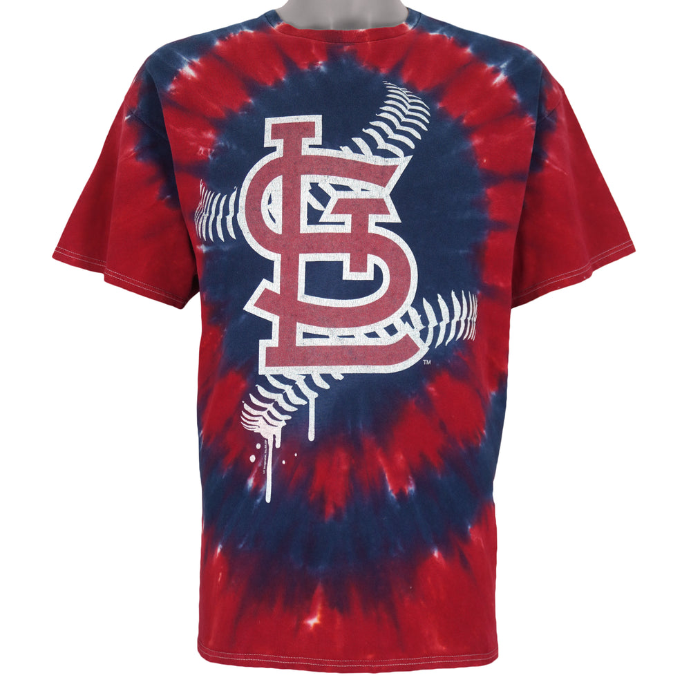MLB (Genuine) - St. Louis Cardinals Big Logo Tie-Dye T-Shirt 1990s Large Vintage Retro Baseball
