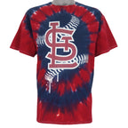 MLB (Genuine) - St. Louis Cardinals Big Logo Tie-Dye T-Shirt 1990s Large Vintage Retro Baseball