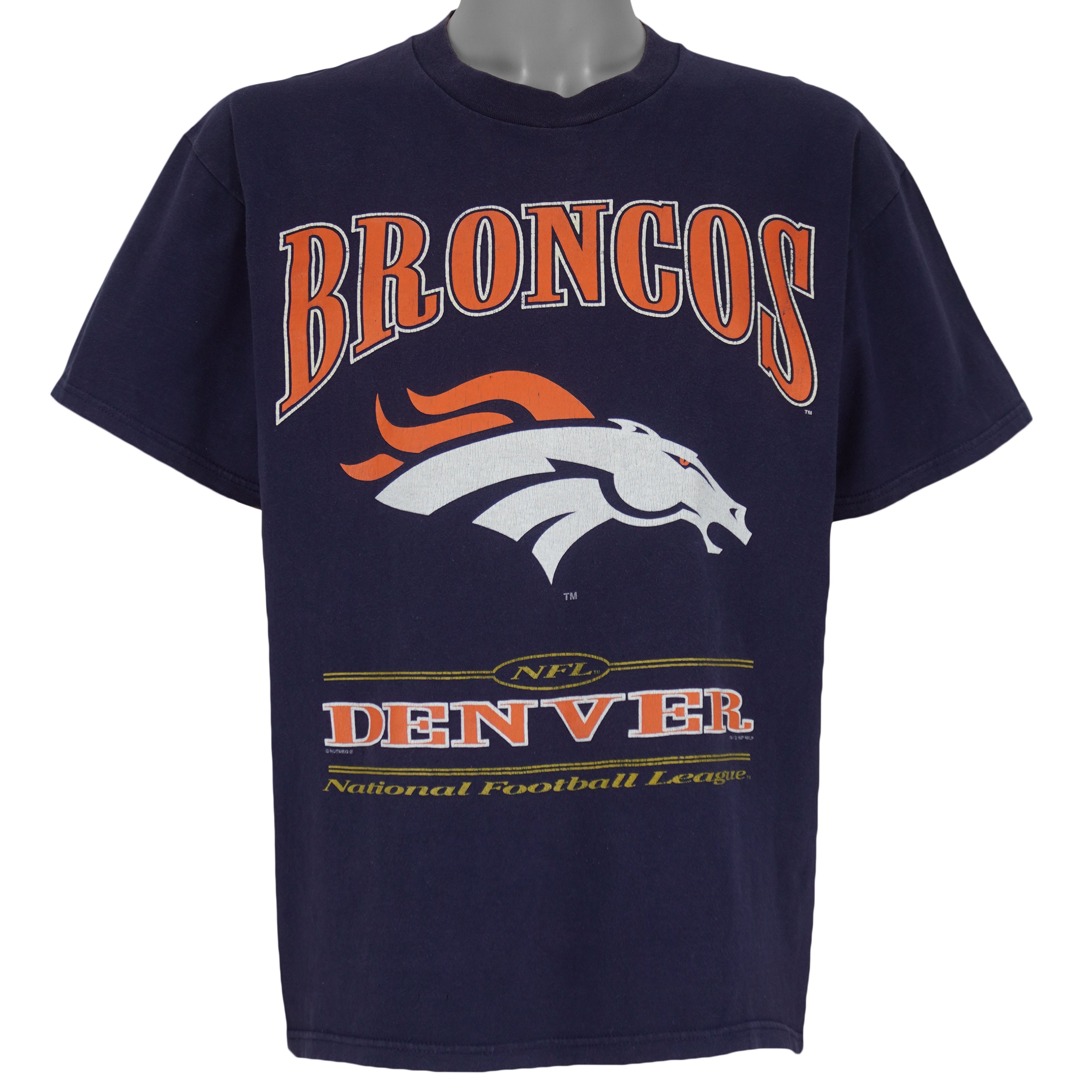 NFL (Lee) - Denver Broncos Big Logo T-Shirt 1997 Large Vintage Retro Football