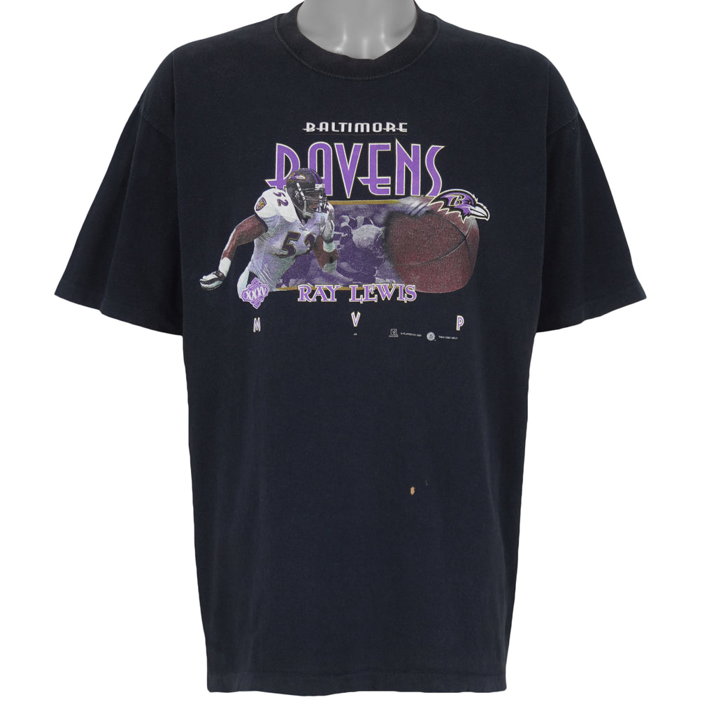 NFL (All Sport) - Baltimore Ravens, Ray Lewis Spell-Out T-Shirt 2001 X-Large Vintage Retro Football