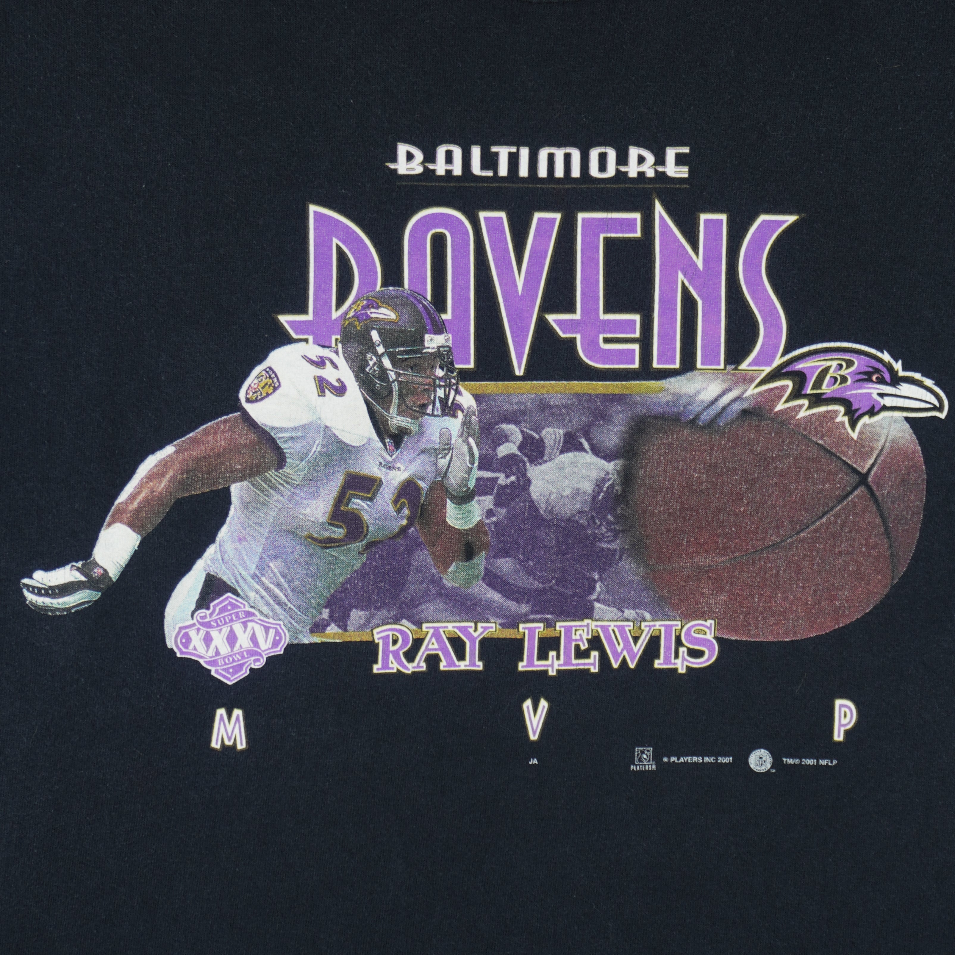 NFL (All Sport) - Baltimore Ravens, Ray Lewis Spell-Out T-Shirt 2001 X-Large Vintage Retro Football