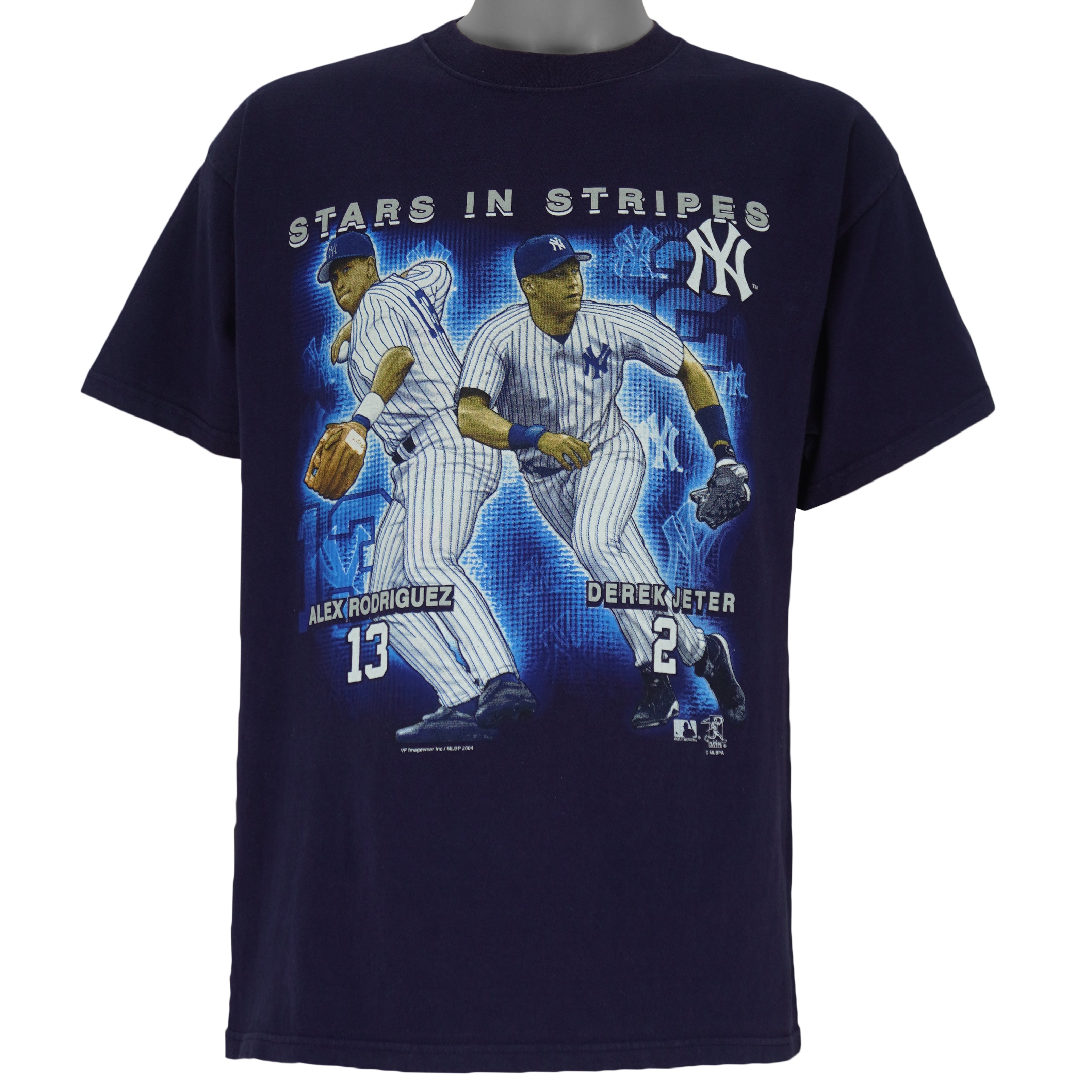 MLB (Lee) - New York Yankees Derek Jeter & Alex Rodriguez T-Shirt 2004 Large Vintage Retro Baseball