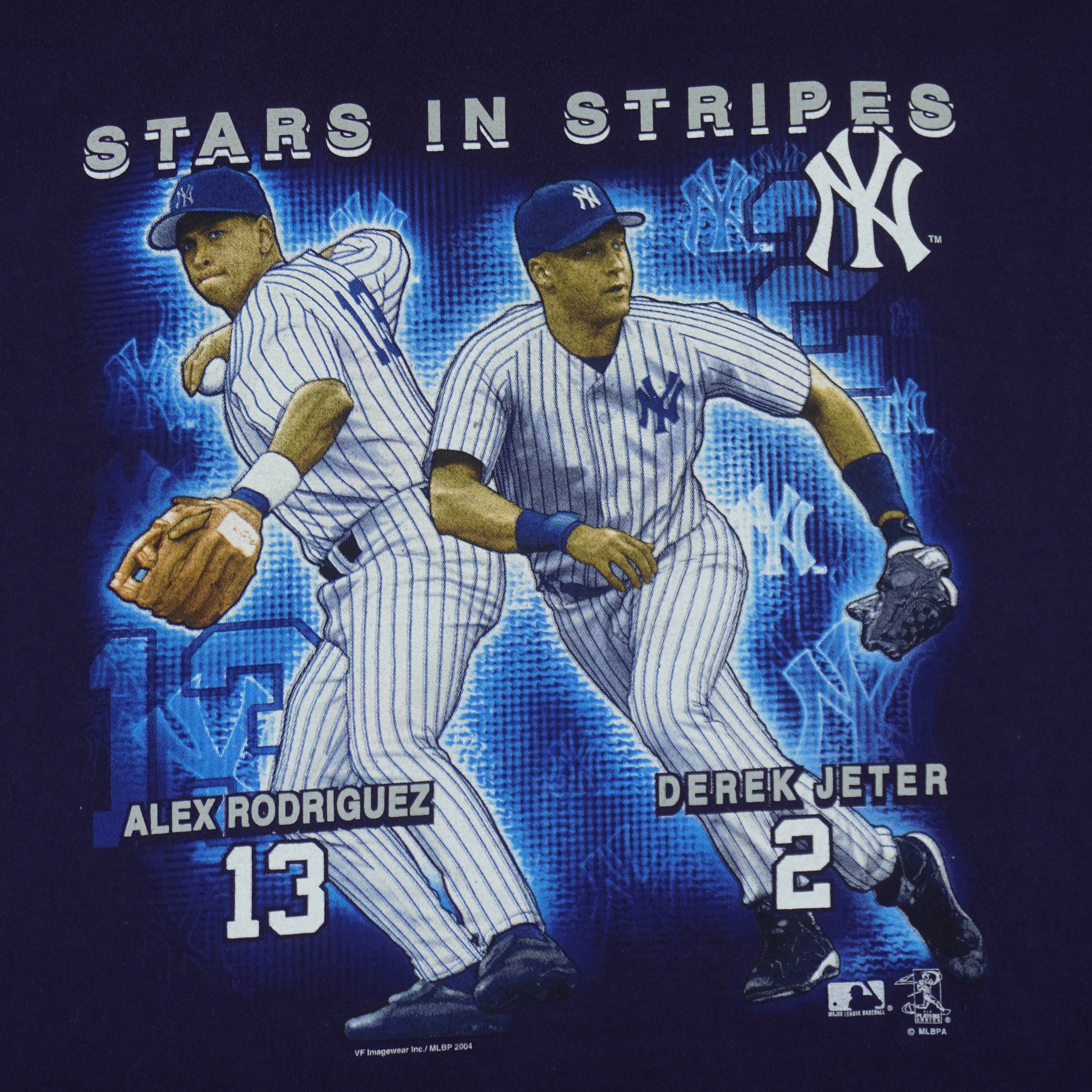 MLB (Lee) - New York Yankees Derek Jeter & Alex Rodriguez T-Shirt 2004 Large Vintage Retro Baseball
