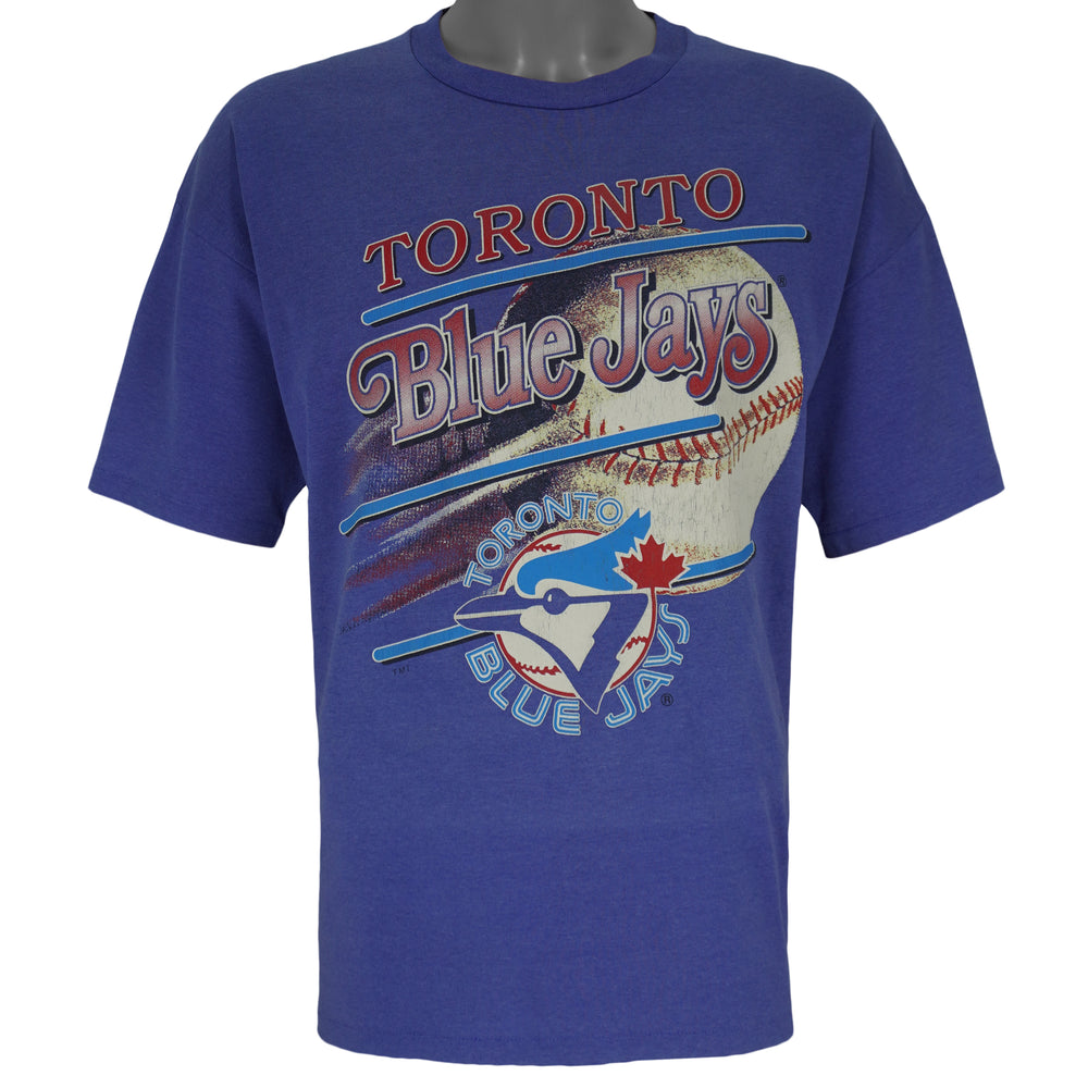 MLB - Toronto Blue Jays Big Logo and Spell-Out T-Shirt 1990s Large Vintage Retro Baseball
