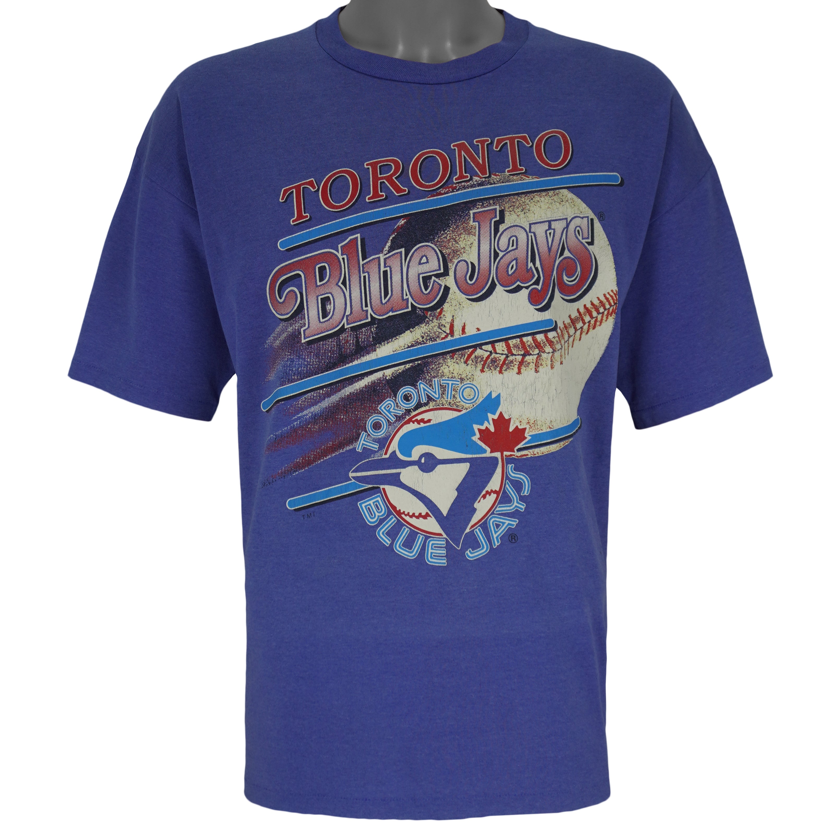 MLB - Toronto Blue Jays Big Logo and Spell-Out T-Shirt 1990s Large Vintage Retro Baseball
