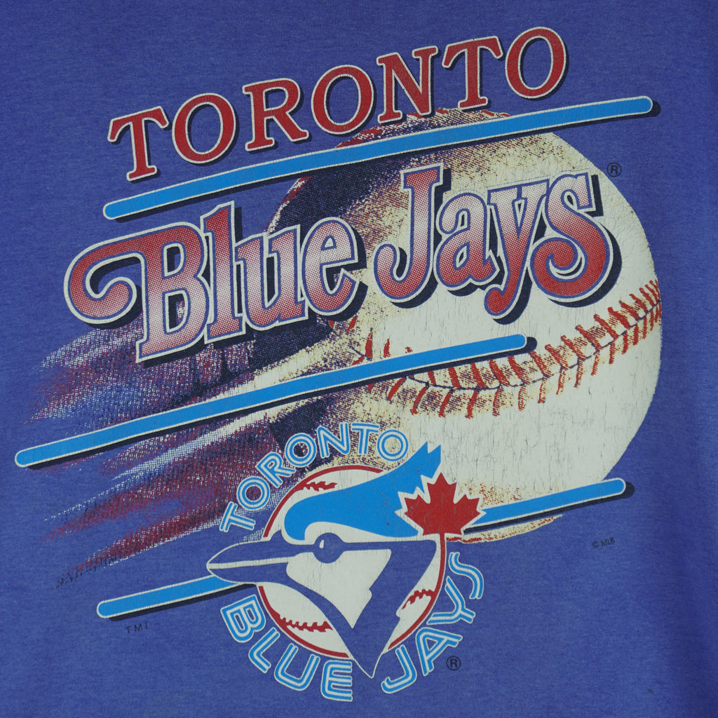 MLB - Toronto Blue Jays Big Logo and Spell-Out T-Shirt 1990s Large Vintage Retro Baseball