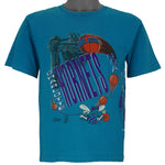 NBA (Salem) - Charlotte Hornets Aerial Assault Blue T-Shirt 1990s Medium Vintage Retro Basketball
