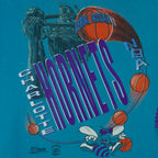 NBA (Salem) - Charlotte Hornets Aerial Assault Blue T-Shirt 1990s Medium Vintage Retro Basketball