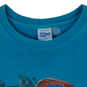 NBA (Salem) - Charlotte Hornets Aerial Assault Blue T-Shirt 1990s Medium Vintage Retro Basketball