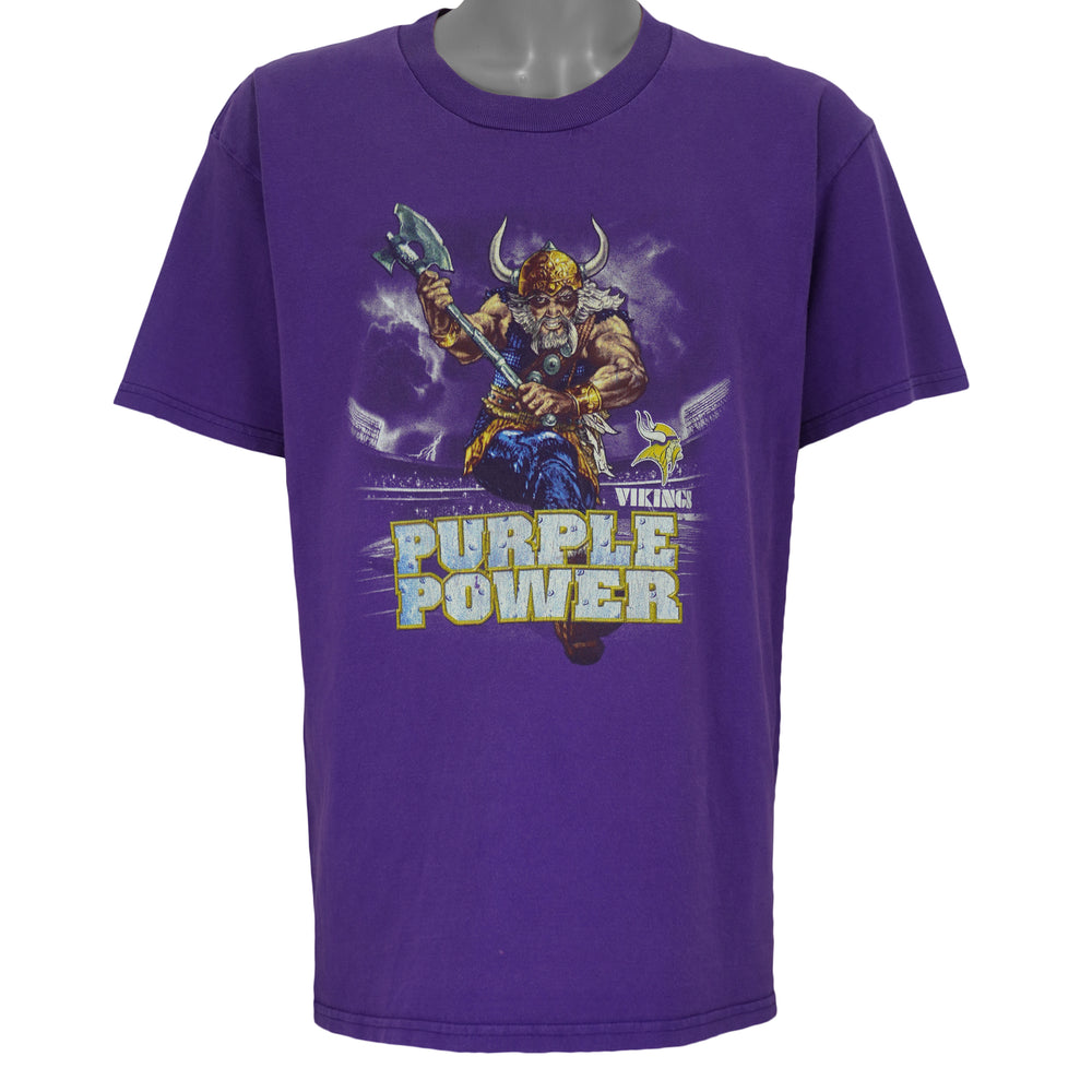 NFL - Minnesota Vikings Purple Power Spell-Out T-Shirt 1990s Large Vintage Retro Football