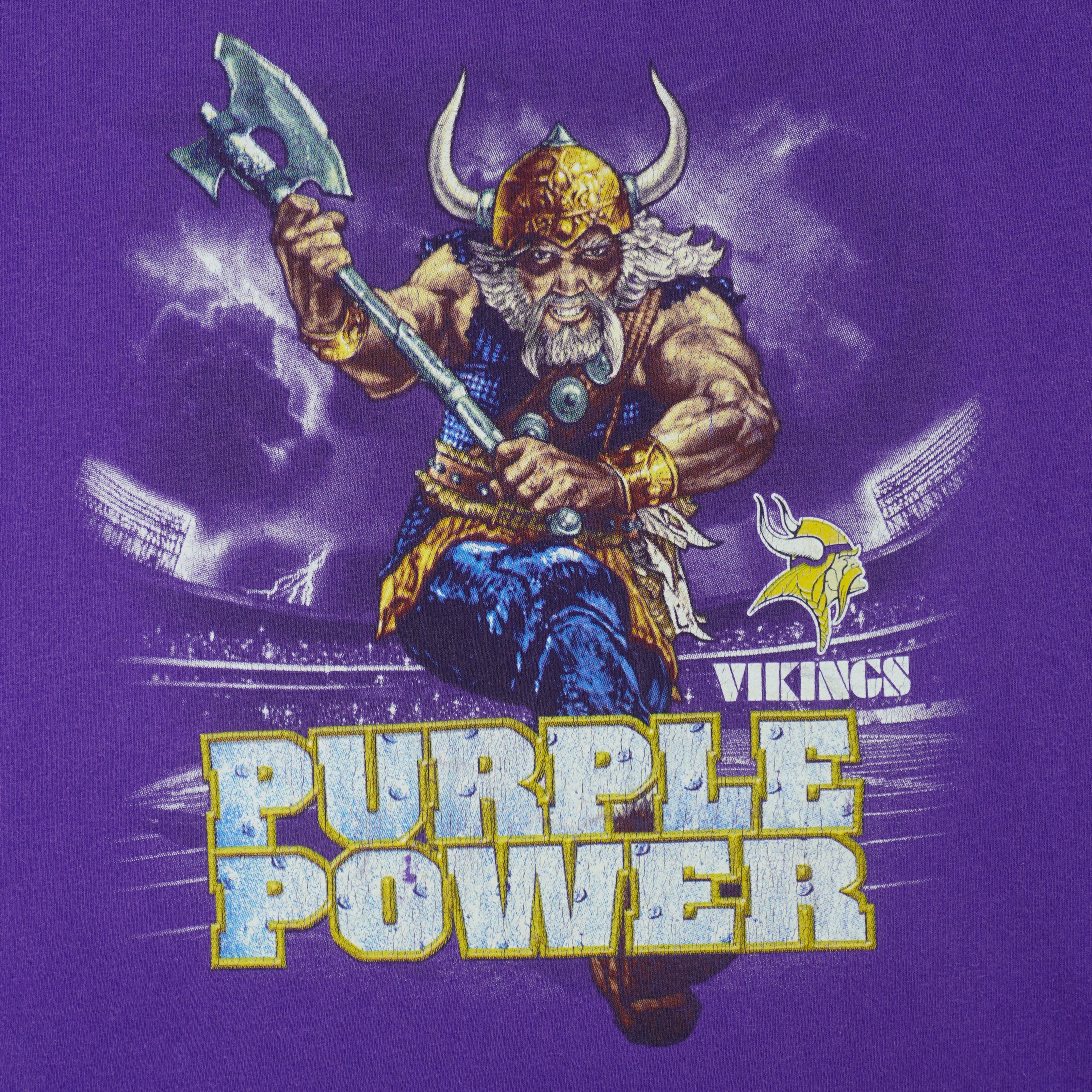 NFL - Minnesota Vikings Purple Power Spell-Out T-Shirt 1990s Large Vintage Retro Football