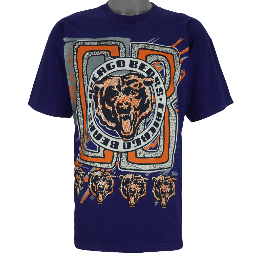 NFL (Magic Johnson T's) - Chicago Bears Big Logo T-Shirt 1990s Large Vintage Retro Football