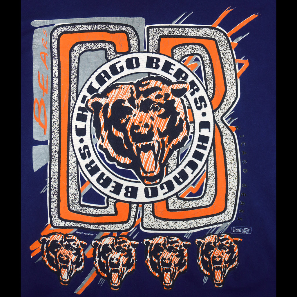 NFL (Magic Johnson T's) - Chicago Bears Big Logo T-Shirt 1990s Large Vintage Retro Football
