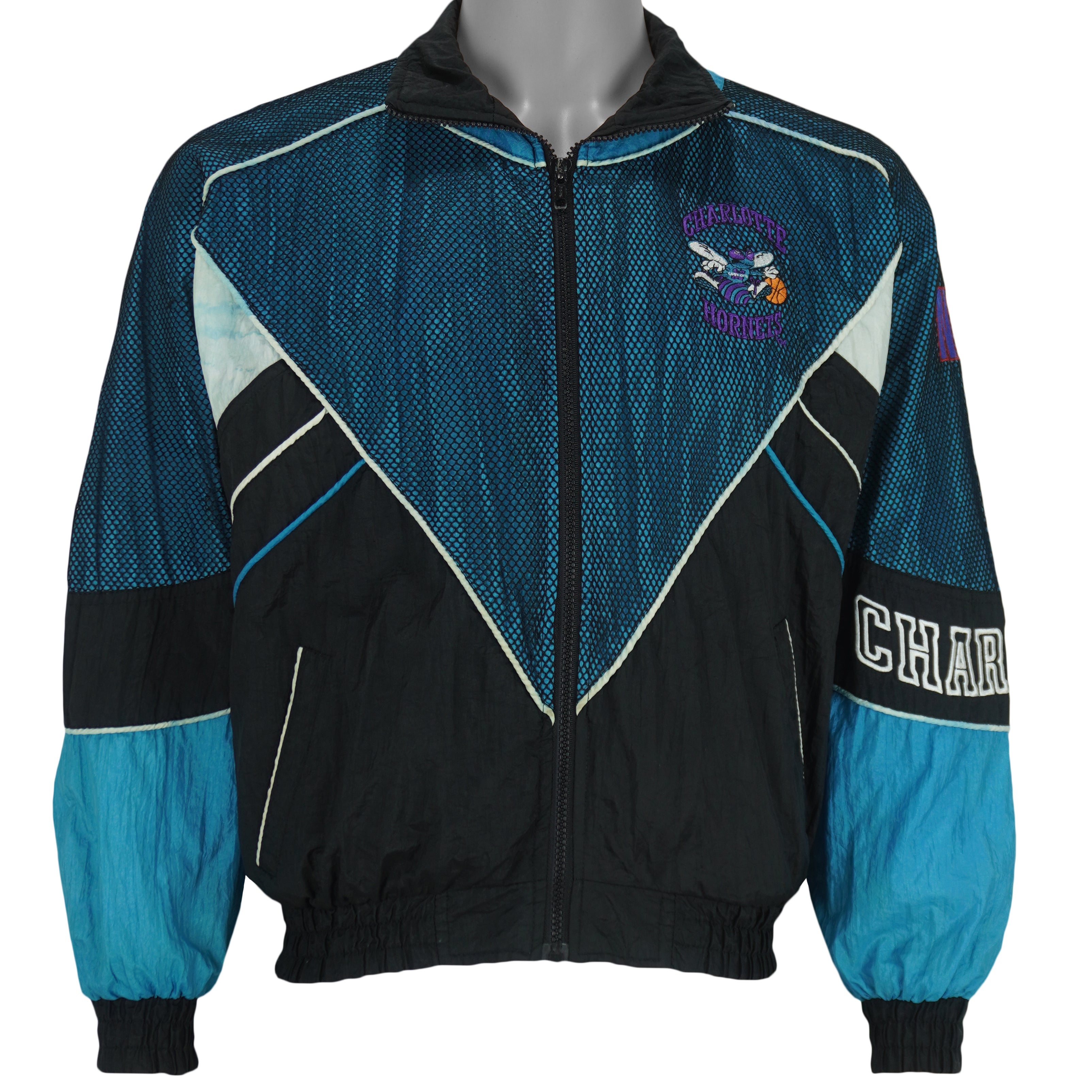 NBA (Pro Player) - Charlotte Hornets Embroidered Logo Windbreaker 1990s Small Vintage Retro Basketball