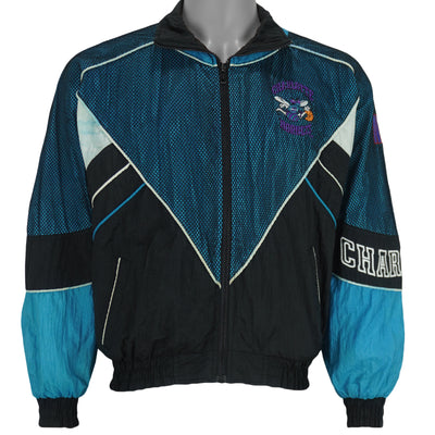 NBA (Pro Player) - Charlotte Hornets Embroidered Mesh Windbreaker 1990s Small