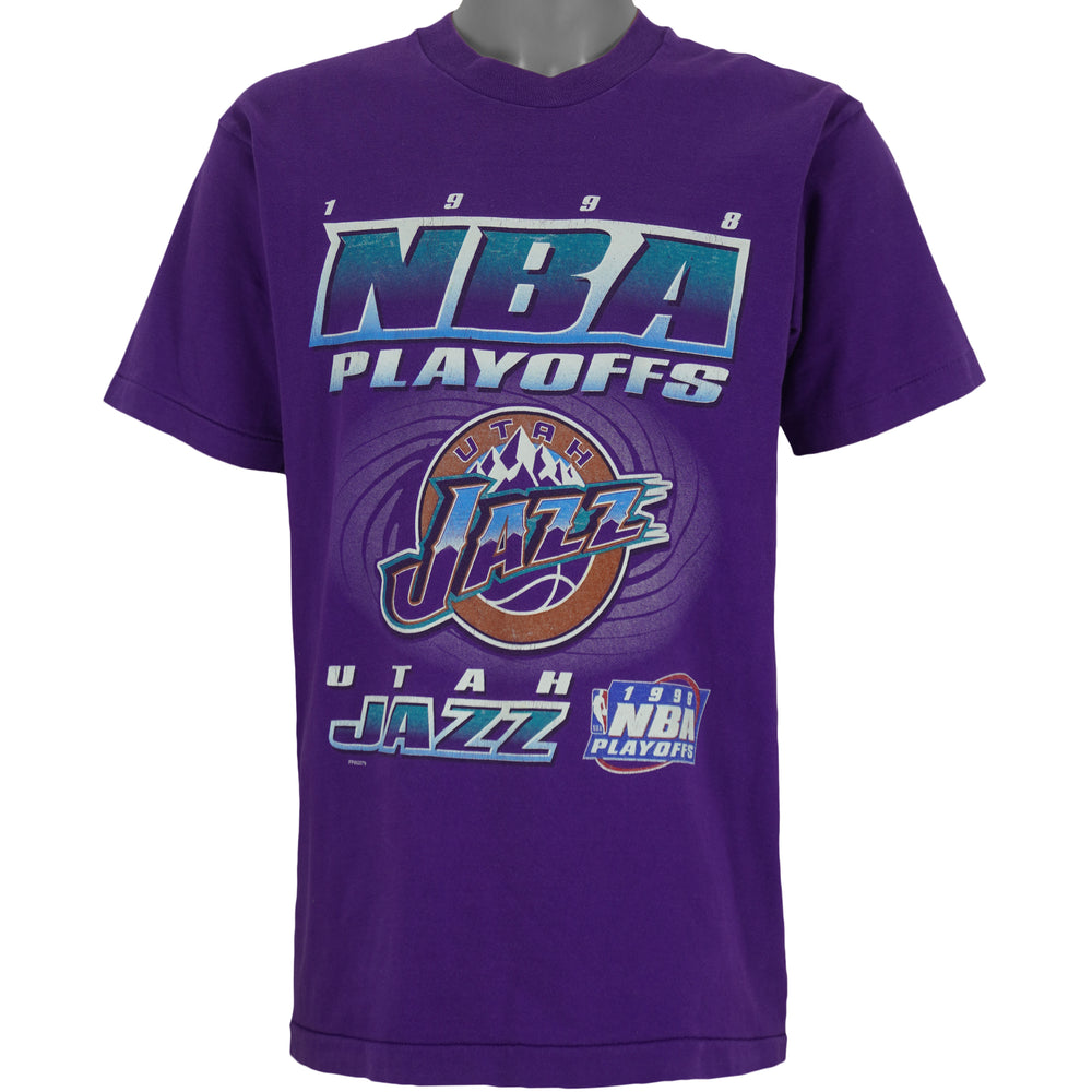 NBA (Fruit of the Loom) - Purple Utah Jazz T-Shirt 1998 Large Vintage Retro Basketball