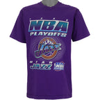 NBA (Fruit of the Loom) - Purple Utah Jazz T-Shirt 1998 Large Vintage Retro Basketball