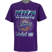 NBA (Fruit of the Loom) - Purple Utah Jazz T-Shirt 1998 Large Vintage Retro Basketball