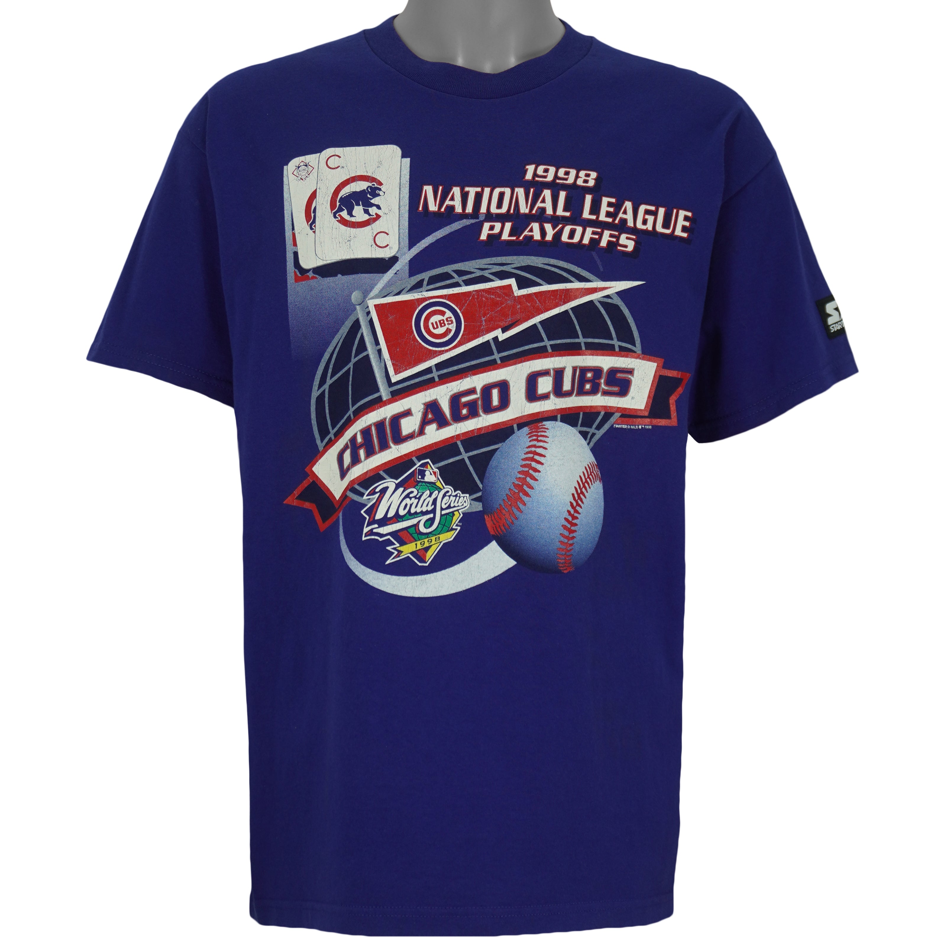 MLB (Stater) - Chicago Cubs World Series Playoffs T-Shirt 1998 Large Vintage Retro Baseball