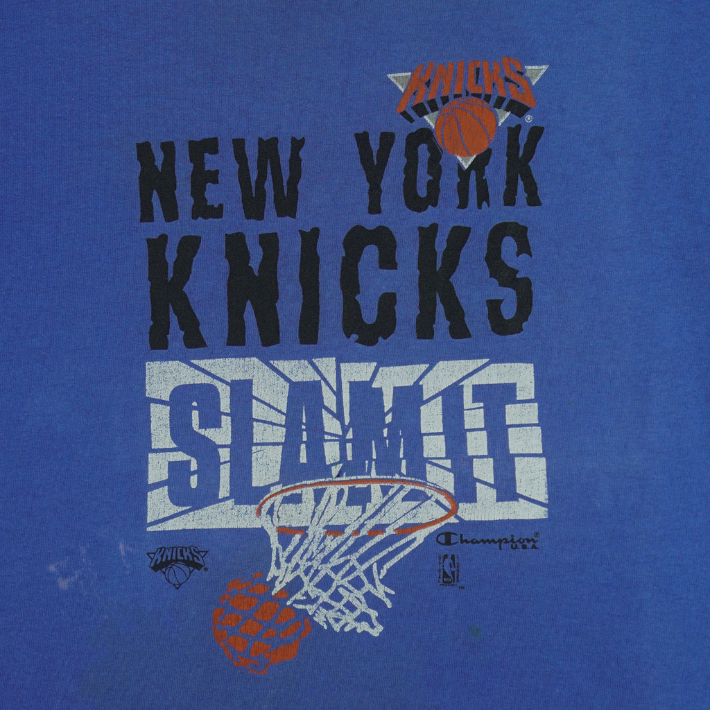 NBA (Champion) - New York Knicks Slam It Spell-Out 1990s XX-Large Vintage Retro Basketball