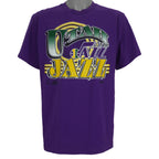 NBA (Trench Ultra) - Purple Utah Jazz Spell-Out T-Shirt 1990s Large Vintage Retro Basketball