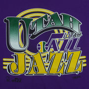 NBA (Trench Ultra) - Purple Utah Jazz Spell-Out T-Shirt 1990s Large Vintage Retro Basketball