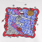 Vintage (Oneita) - Skeleton Skiing Tesoros Art T-Shirt 1991 Large Vintage Retro