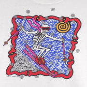 Vintage (Oneita) - Skeleton Skiing Tesoros Art T-Shirt 1991 Large Vintage Retro