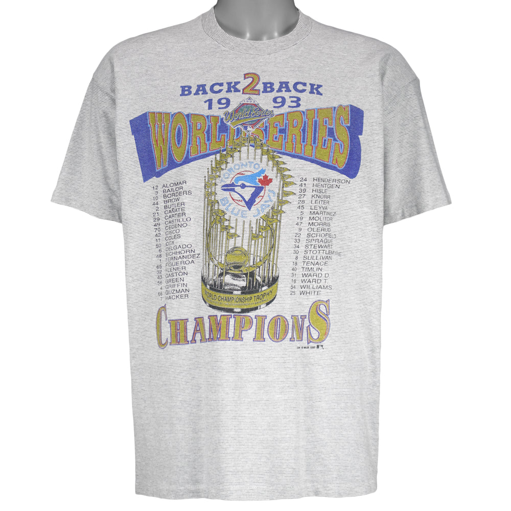 MLB (Waves) - Toronto Blue Jays Champions Trophy T-Shirt 1993 Large Vintage Retro Baseball