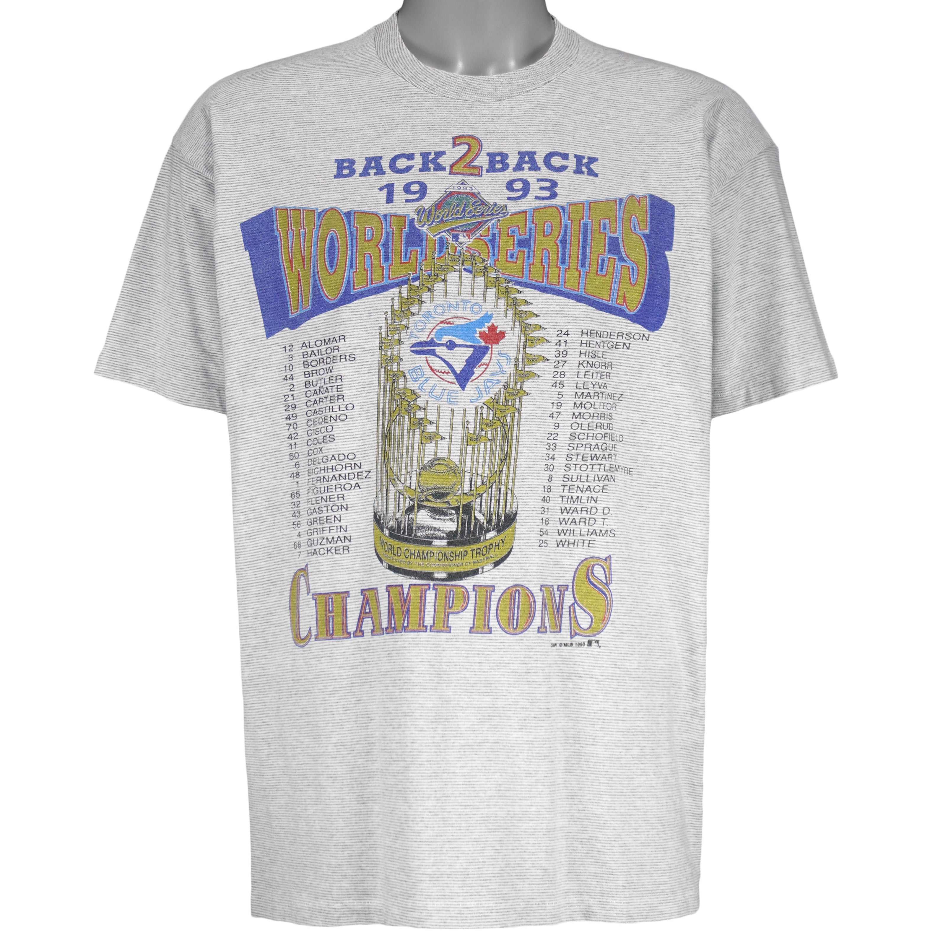 MLB (Waves) - Toronto Blue Jays Champions Trophy T-Shirt 1993 Large Vintage Retro Baseball