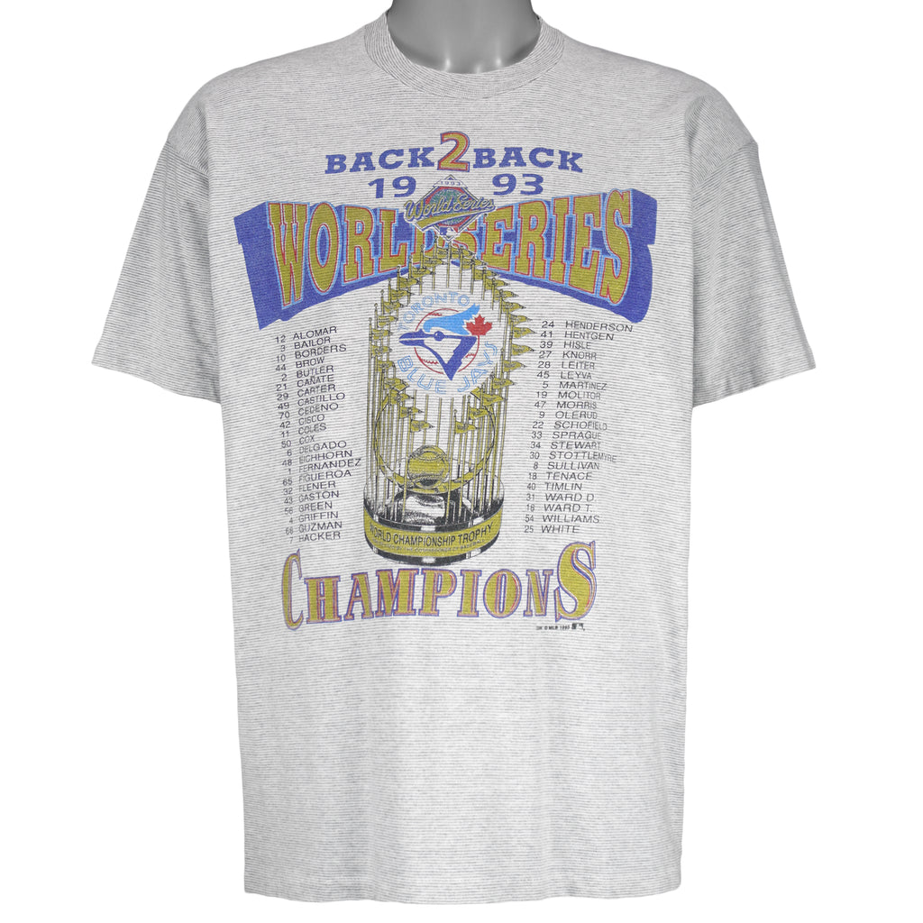 MLB (Waves) - Toronto Blue Jays Champions Trophy T-Shirt 1993 Large Vintage Retro Baseball