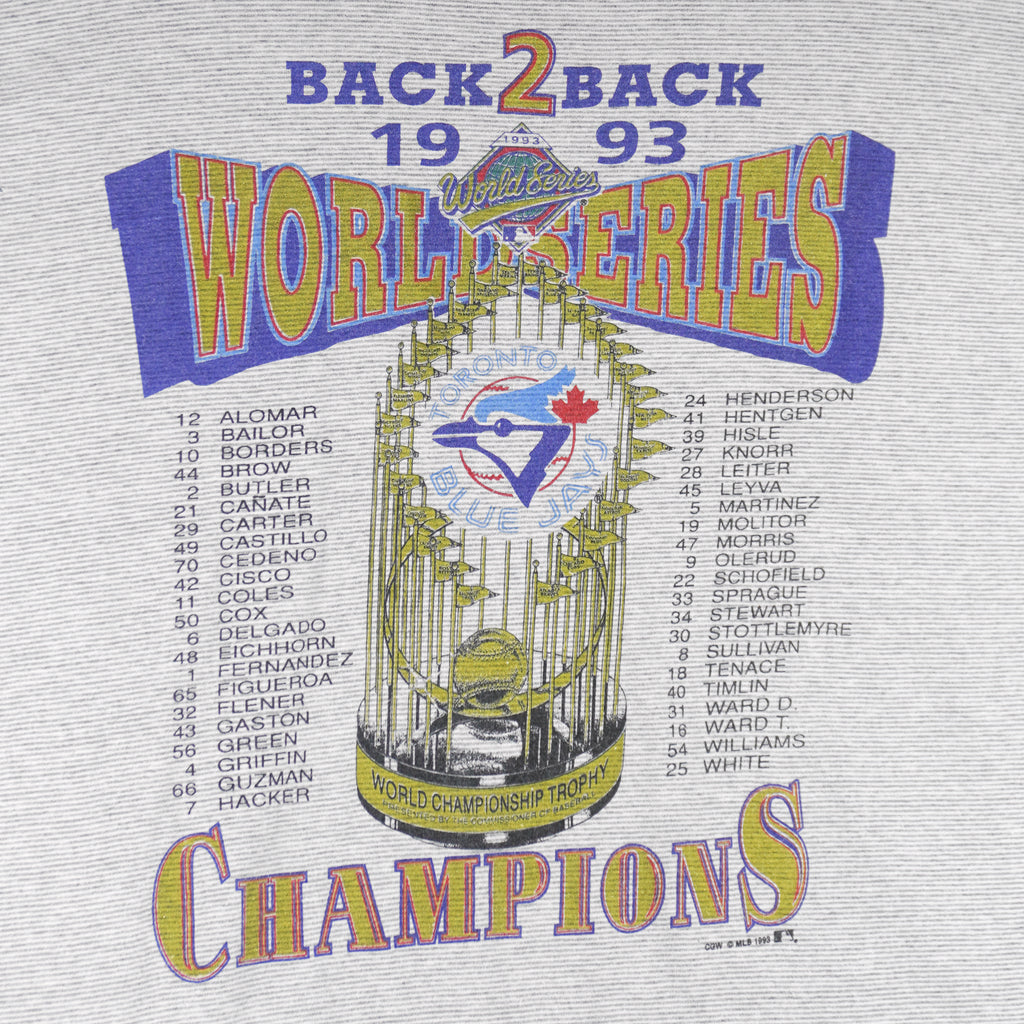 MLB (Waves) - Toronto Blue Jays Champions Trophy T-Shirt 1993 Large Vintage Retro Baseball