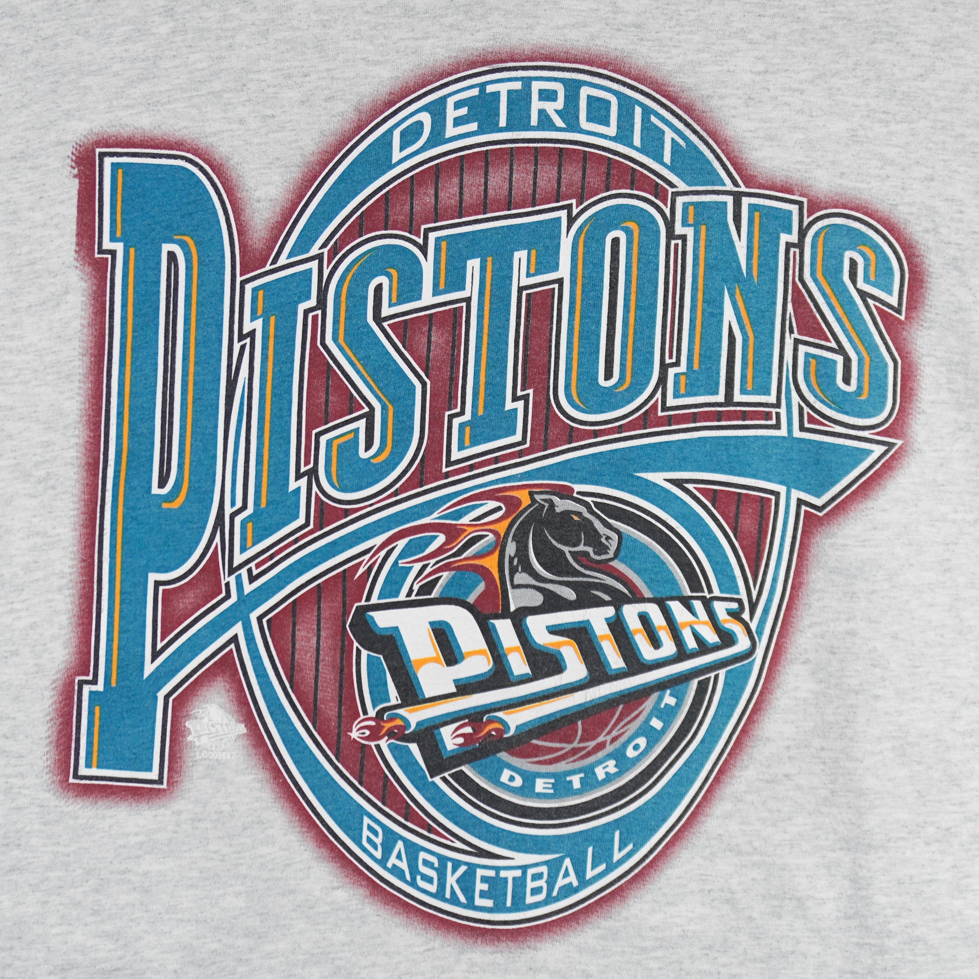 NBA (Logo 7) - Detroit Pistons Spell-Out T-Shirt 1990s Medium Vintage Retro Basketball