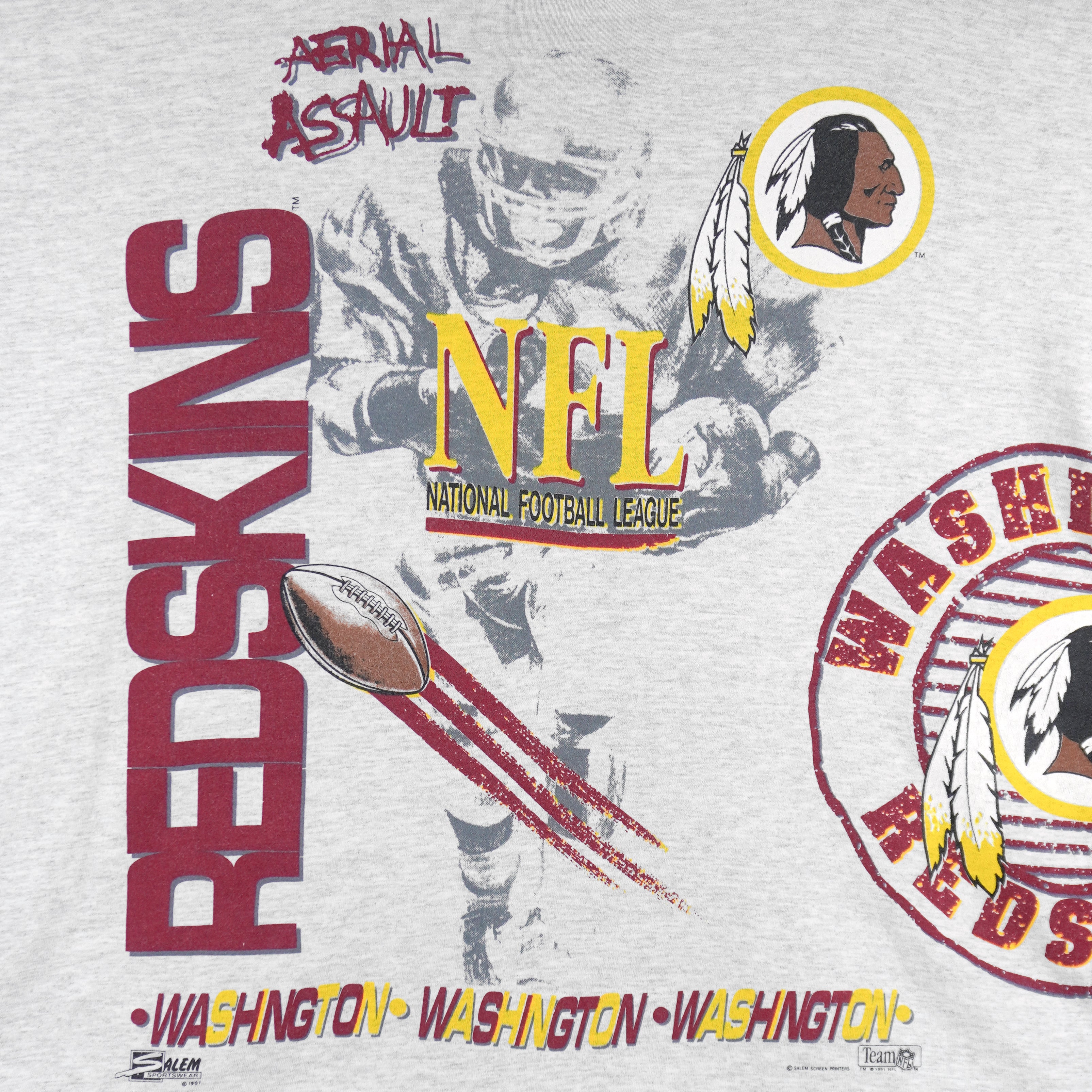 NFL (Salem) - Washington Redskins Aerial Assault T-Shirt 1991 X-Large Vintage Retro Football