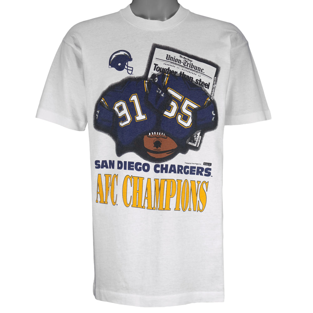NFL (Fruit of the loom) - San Diego Chargers AFC Champions T-Shirt 1995 Large Vintage Retro Football