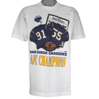 NFL (Fruit of the loom) - San Diego Chargers AFC Champions T-Shirt 1995 Large Vintage Retro Football