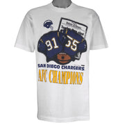 NFL (Fruit of the loom) - San Diego Chargers AFC Champions T-Shirt 1995 Large Vintage Retro Football