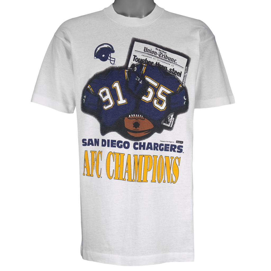 NFL (Fruit of the loom) - San Diego Chargers AFC Champions T-Shirt 1995 Large Vintage Retro Football