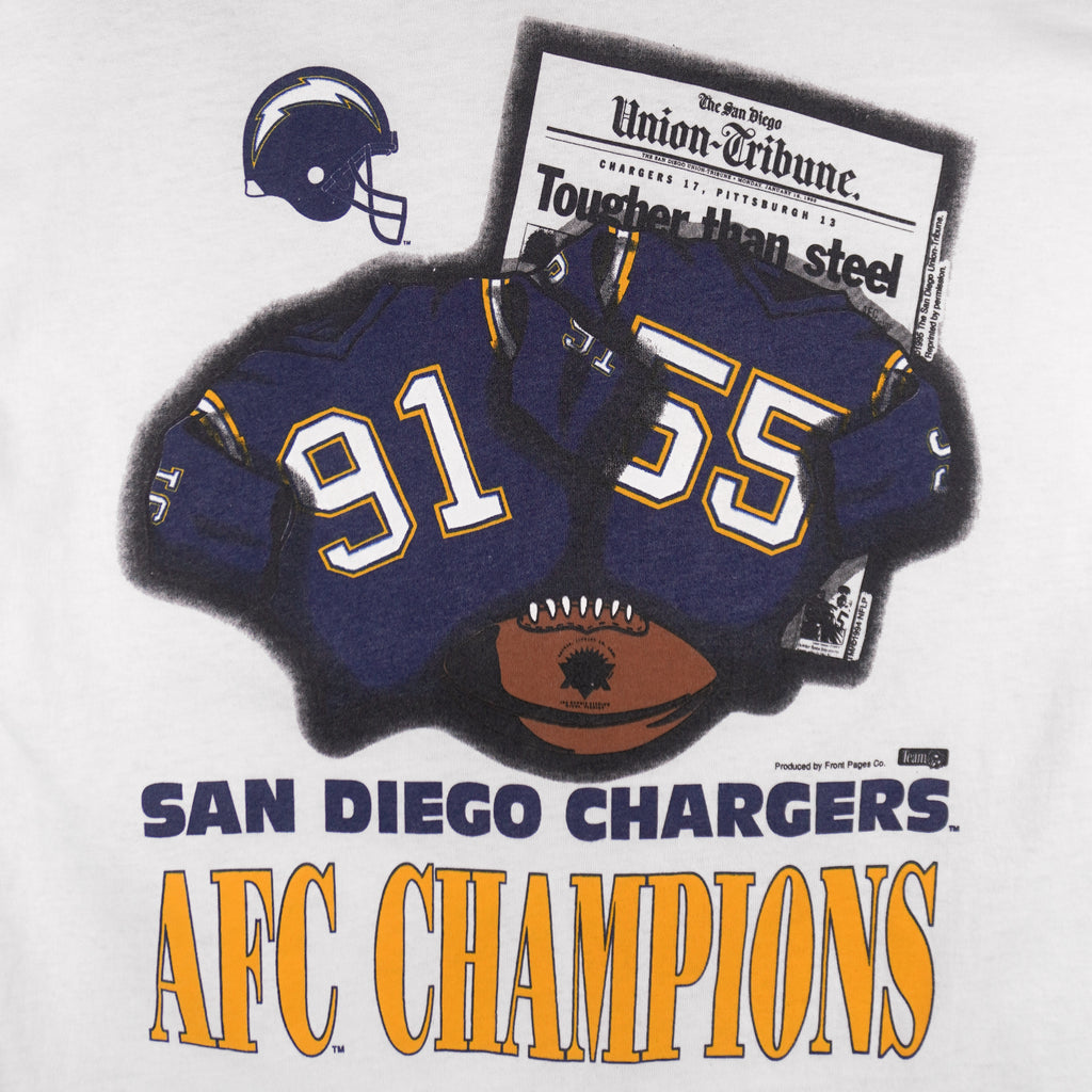 NFL (Fruit of the loom) - San Diego Chargers AFC Champions T-Shirt 1995 Large Vintage Retro Football