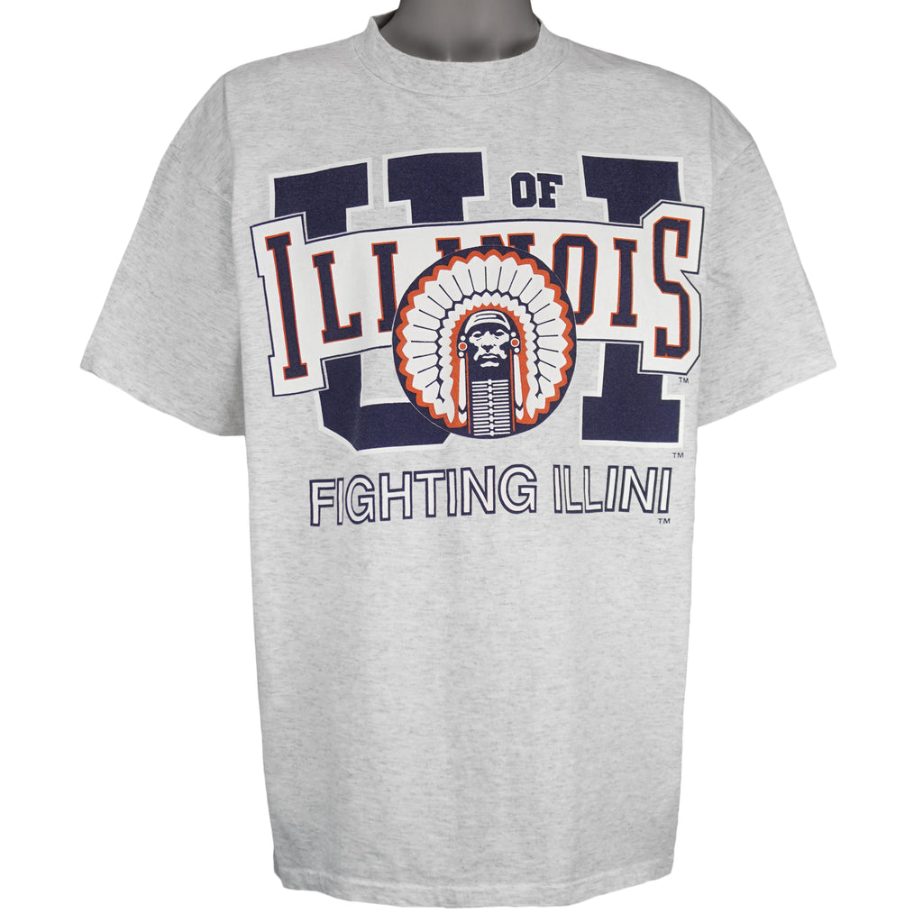 NCAA (Galt Sand) - Illinois Fighting Illini Spell-Out T-Shirt 1990s Large Vintage Retro