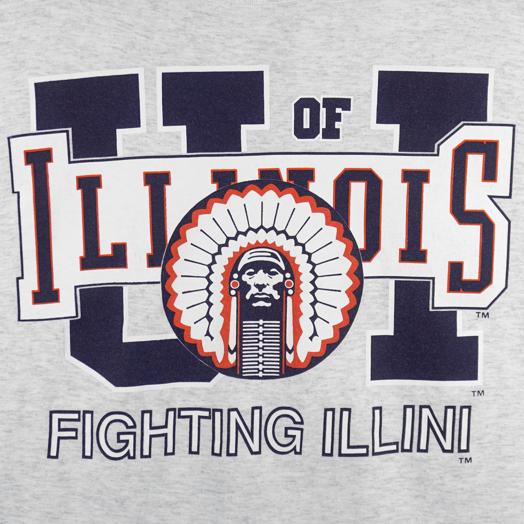 NCAA (Galt Sand) - Illinois Fighting Illini Spell-Out T-Shirt 1990s Large Vintage Retro