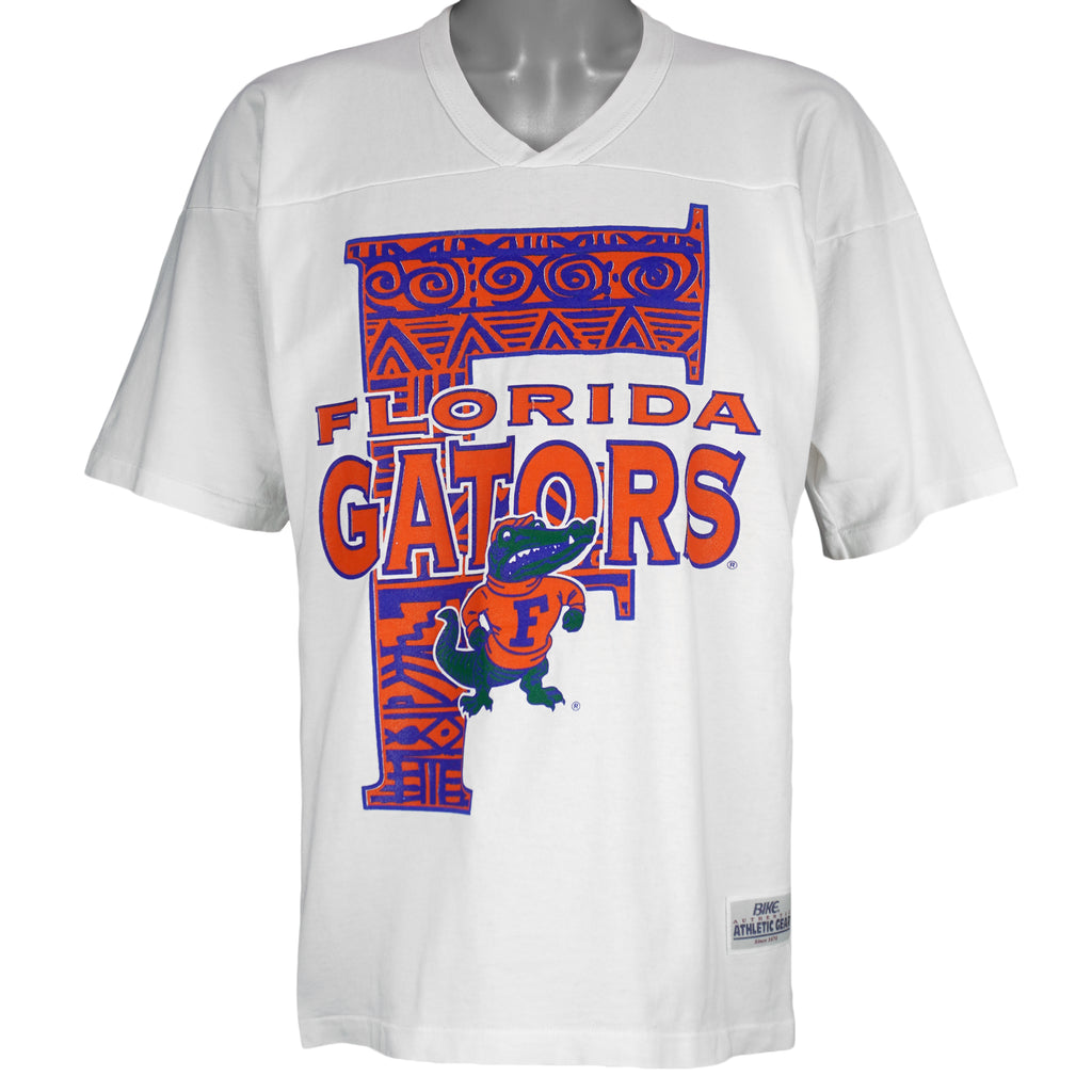 NCAA (Bike) - Florida Gators V-Neck T-Shirt 1990s Medium Vintage Retro Football