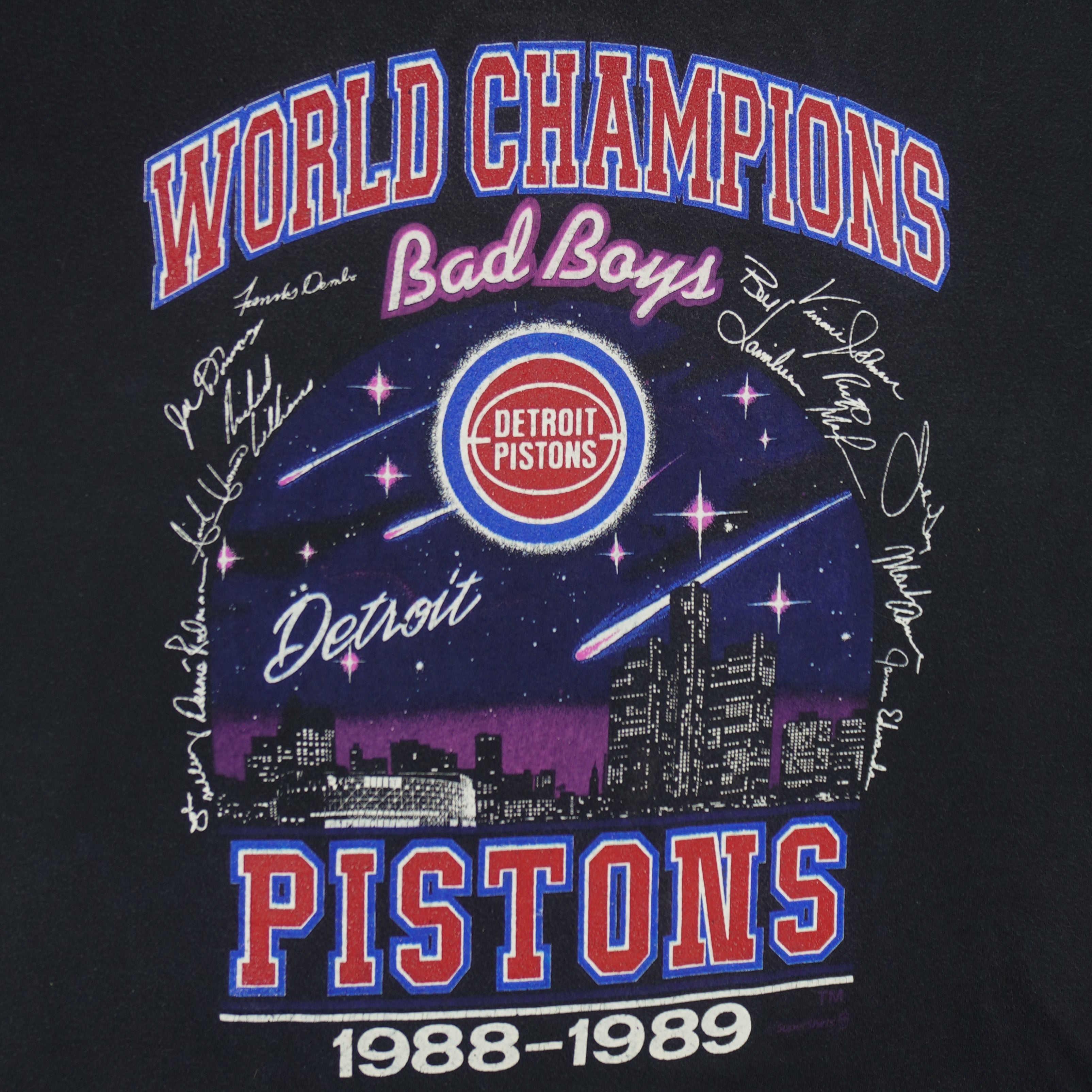 NBA - Detroit Pistons Bad Boys World Champions T-Shirt 1989 Large Vintage Retro Basketball