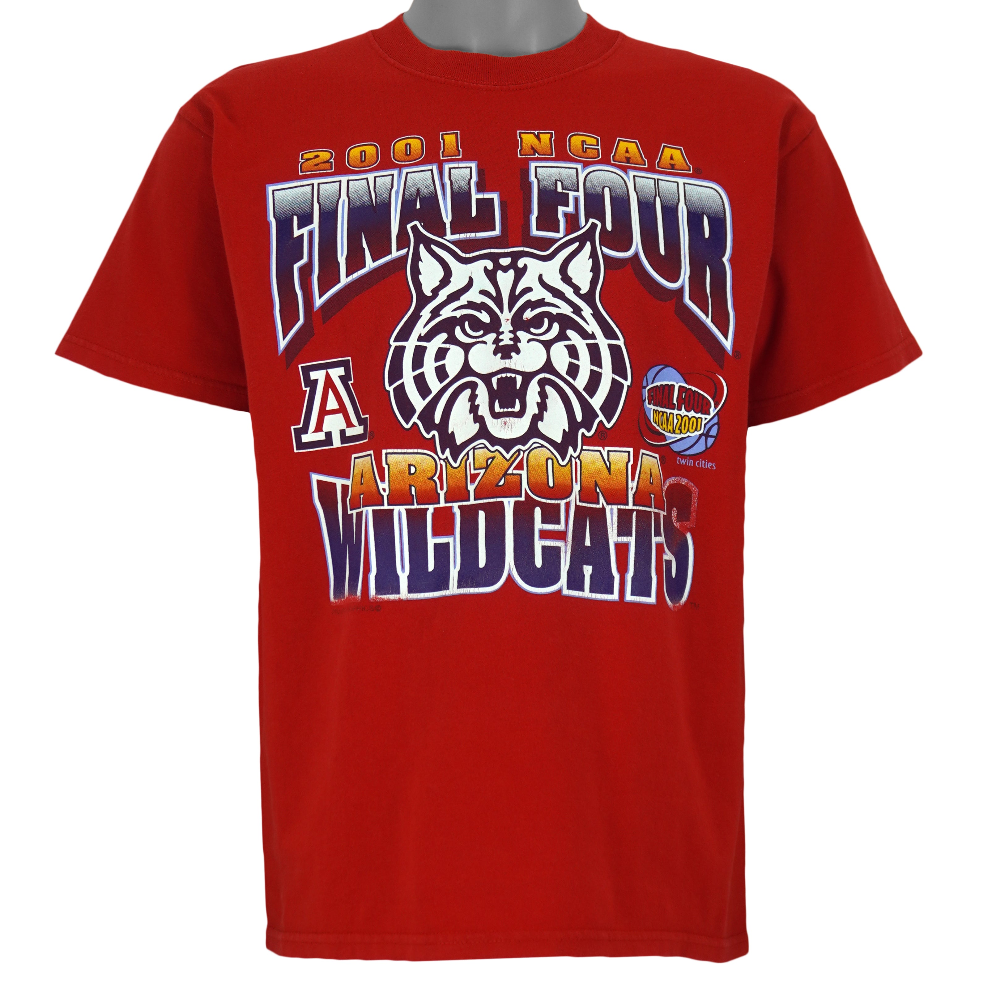 NCAA - Red Arizona Wildcats Final Four T-Shirt 2001 Medium Vintage Retro Basketball