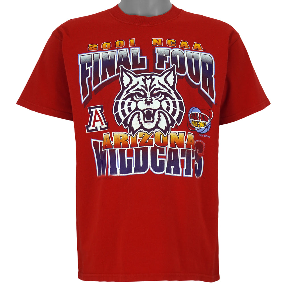 NCAA - Red Arizona Wildcats Final Four T-Shirt 2001 Medium Vintage Retro Basketball