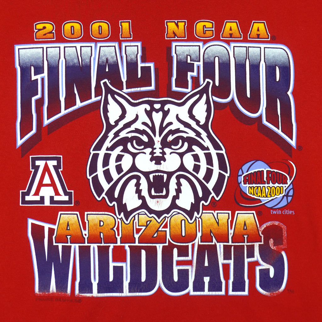 NCAA - Red Arizona Wildcats Final Four T-Shirt 2001 Medium Vintage Retro Basketball