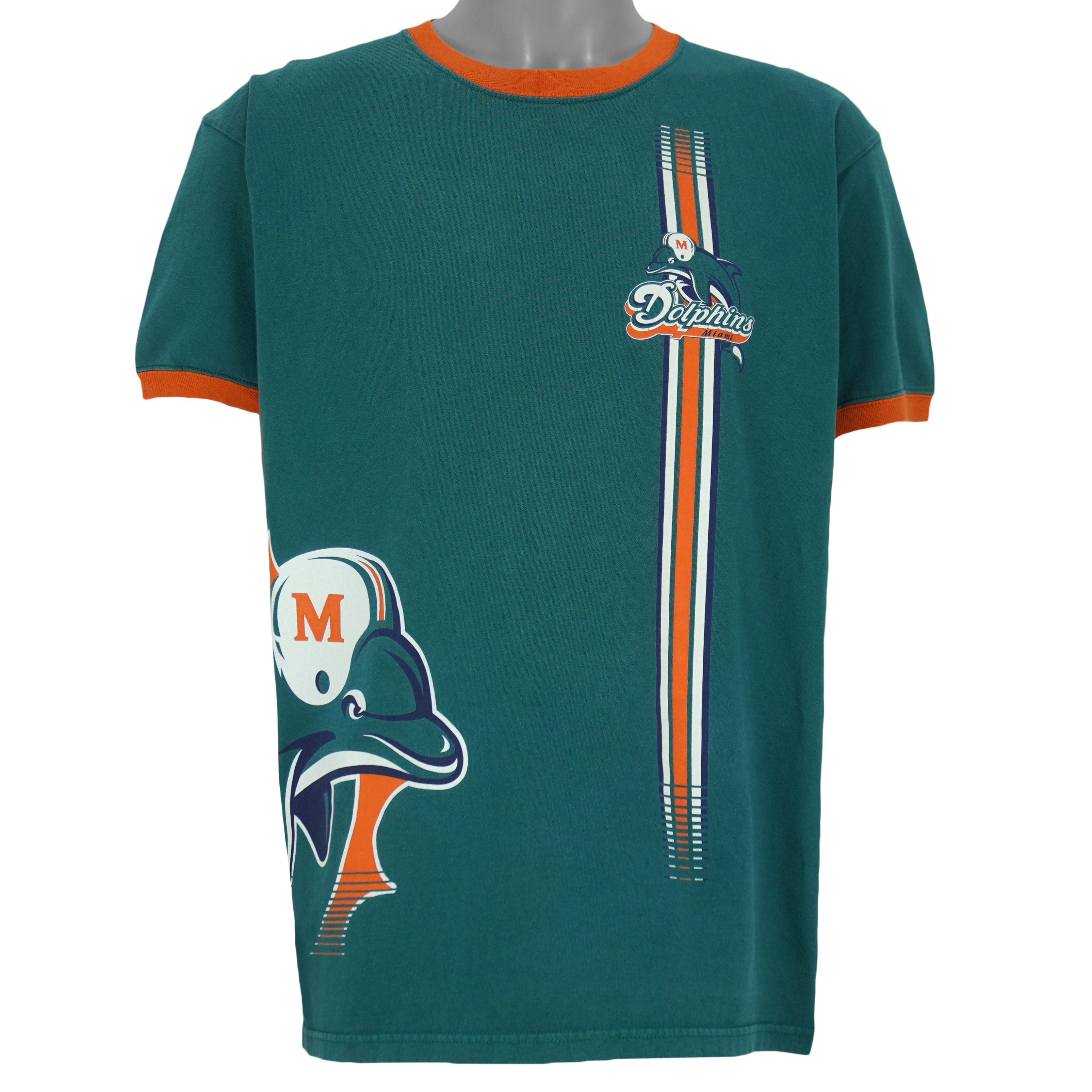 NFL (Tee Jays) - Green Miami Dolphins T-Shirt 1990s Large Vintage Retro football