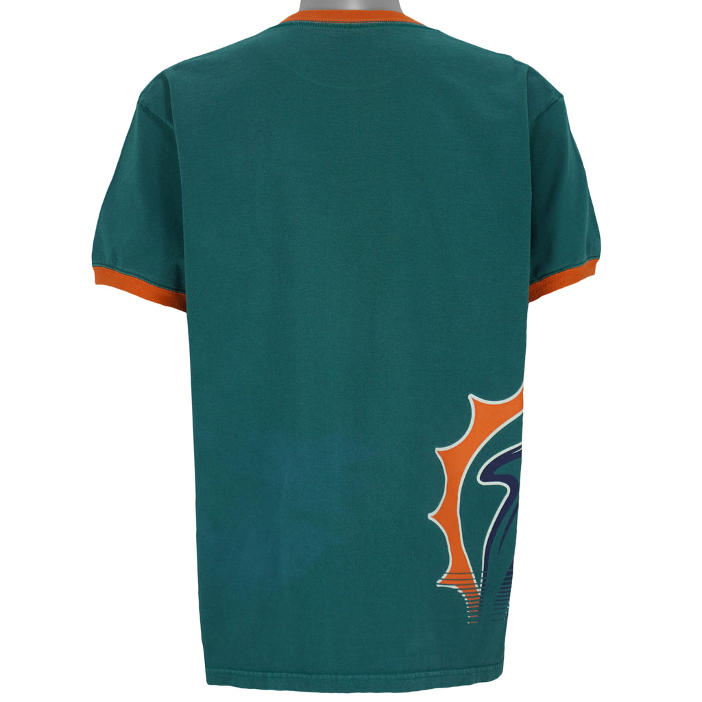 NFL (Tee Jays) - Green Miami Dolphins T-Shirt 1990s Large Vintage Retro football