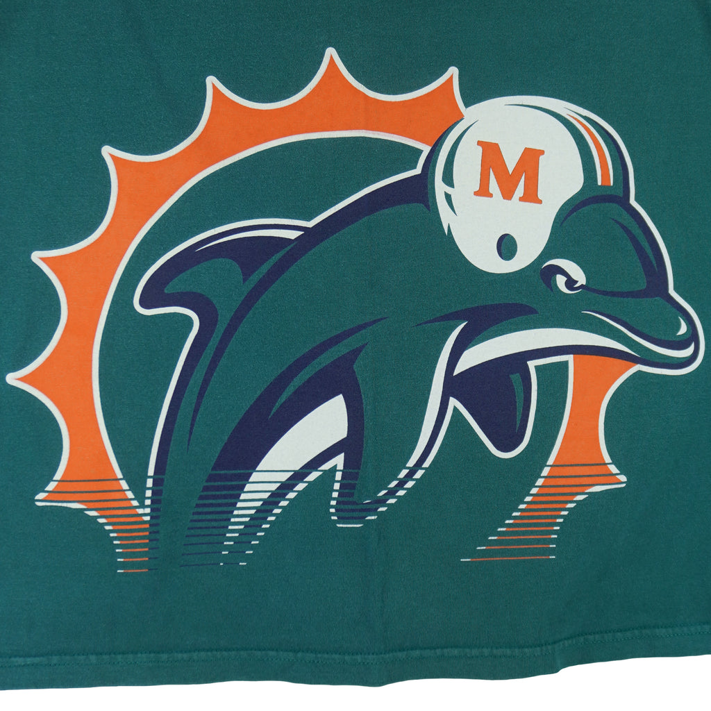 NFL (Tee Jays) - Green Miami Dolphins T-Shirt 1990s Large Vintage Retro football